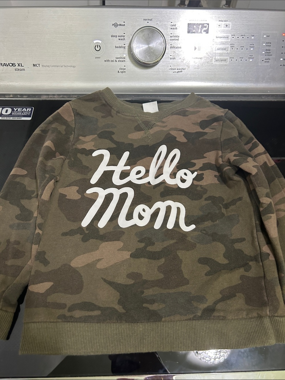 Boys 4t sweatshirt top hello mom camo camouflage